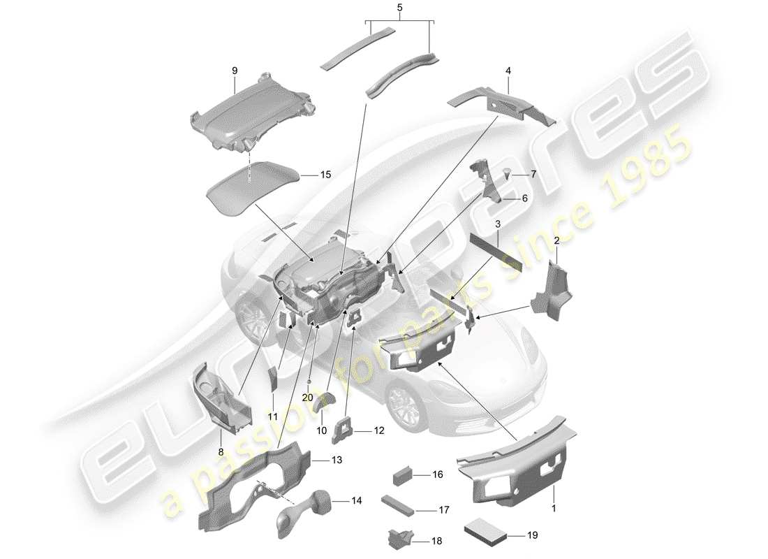 porsche 718 boxster (2017) body shell parts diagram