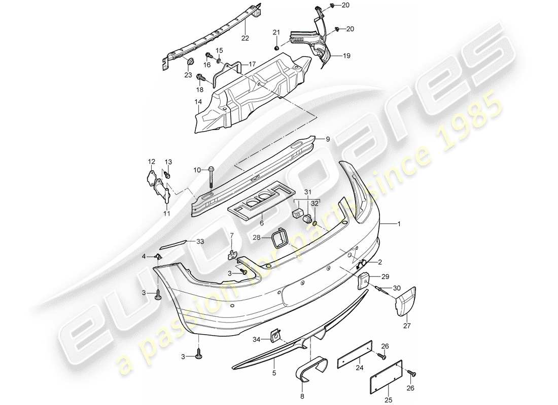 porsche 2011 (987 cayman) bumper part diagram