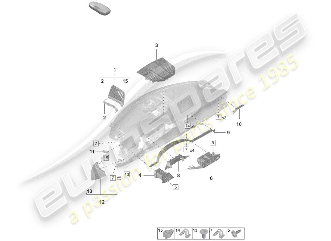 porsche 2019 (992-1) accessories part diagram