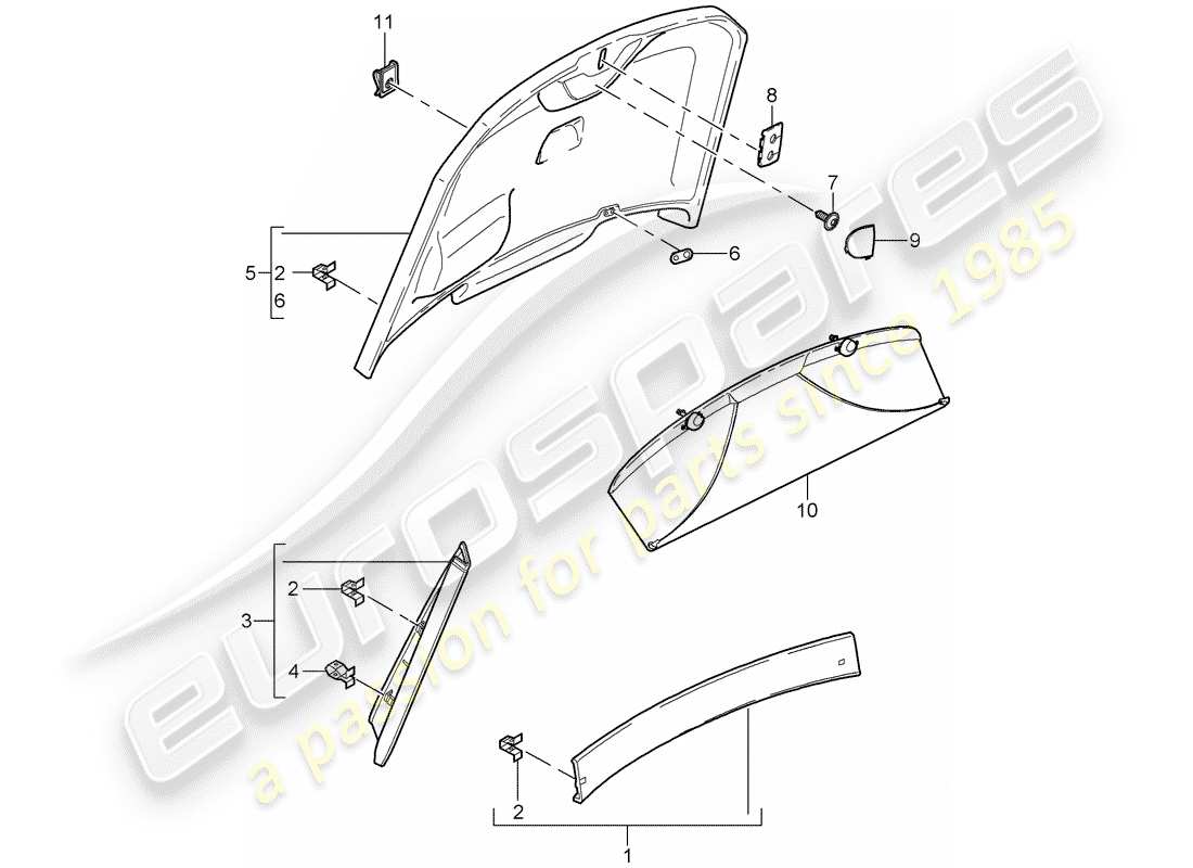 porsche 2007 (987 cayman) trims part diagram