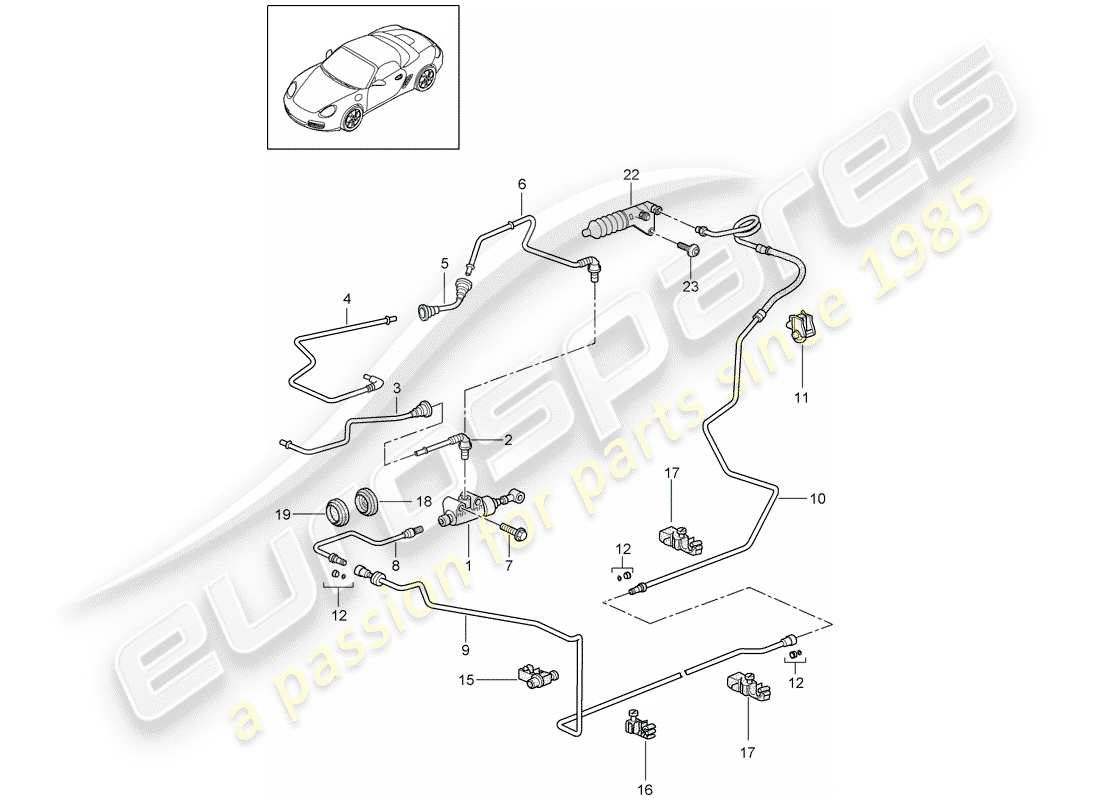 porsche 2012 (987 boxster) hydraulic clutch part diagram