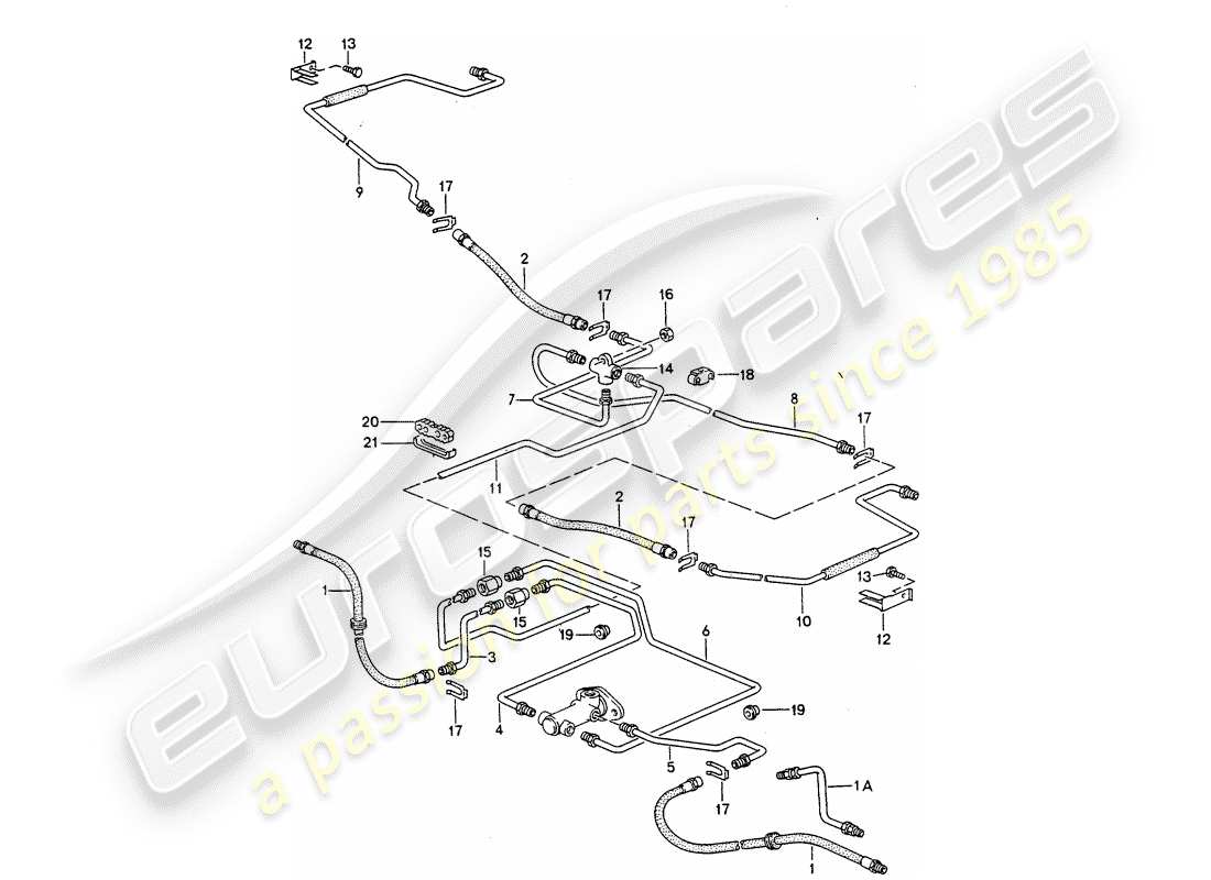 porsche 1986 (944) brake lines part diagram