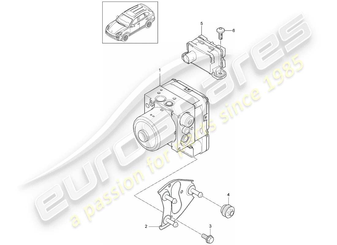 porsche 2018 (cayenne e2 92a) hydraulic unit part diagram