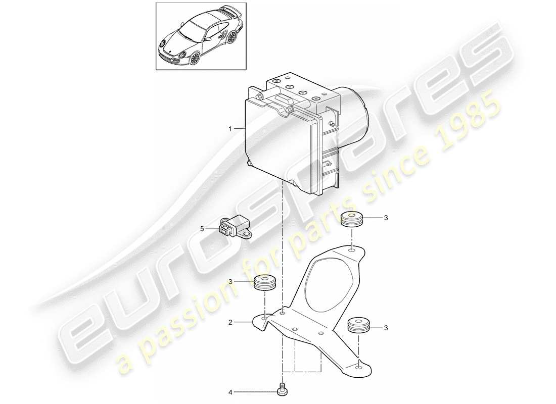 porsche 911 t/gt2rs (2012) hydraulic unit parts diagram