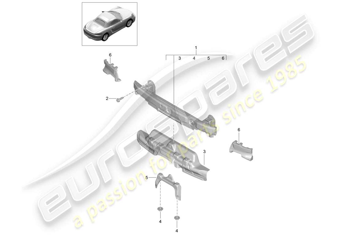 porsche 2020 (718 boxster) bumper carrier rear gts 4.0 part diagram