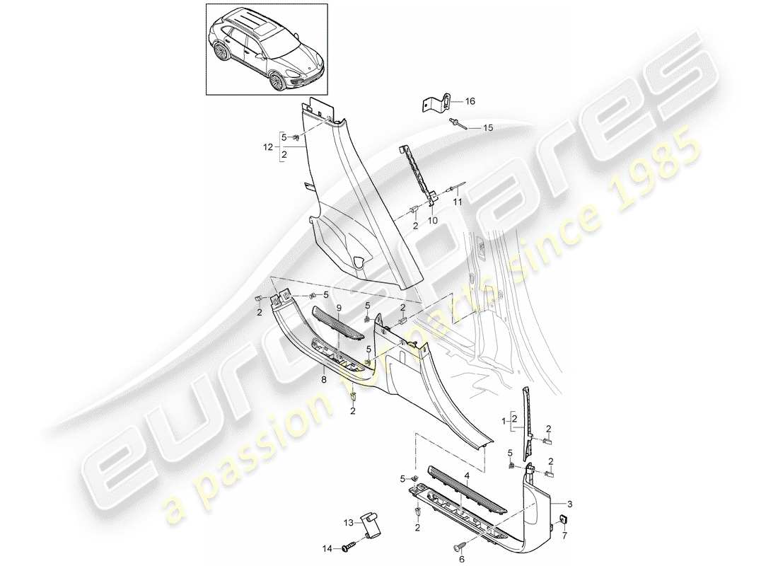 porsche 2018 (cayenne e2 92a) lining part diagram