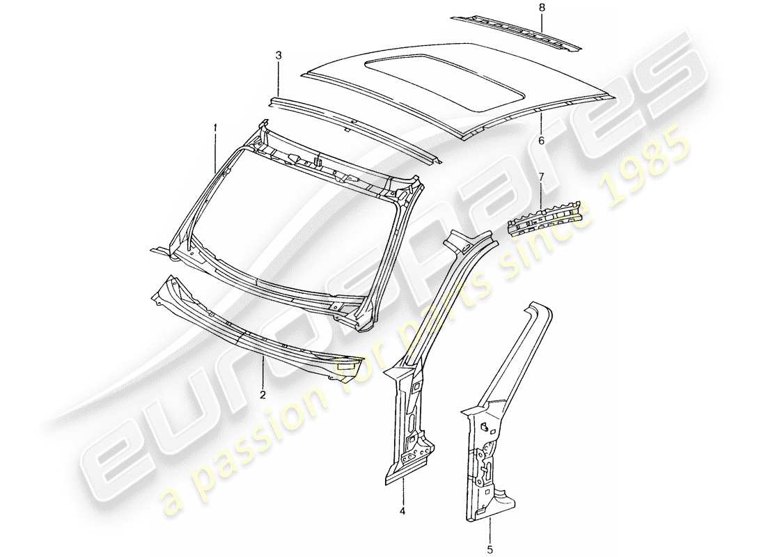 porsche 2001 (996) cowl part diagram