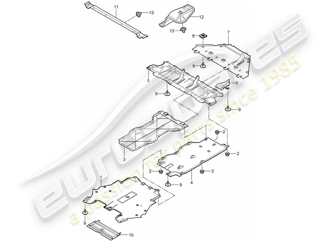 porsche 2008 (997-1 turbo / gt2) trims part diagram