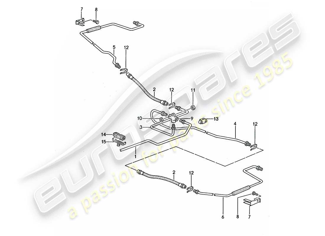 porsche 1994 (968) brake lines part diagram