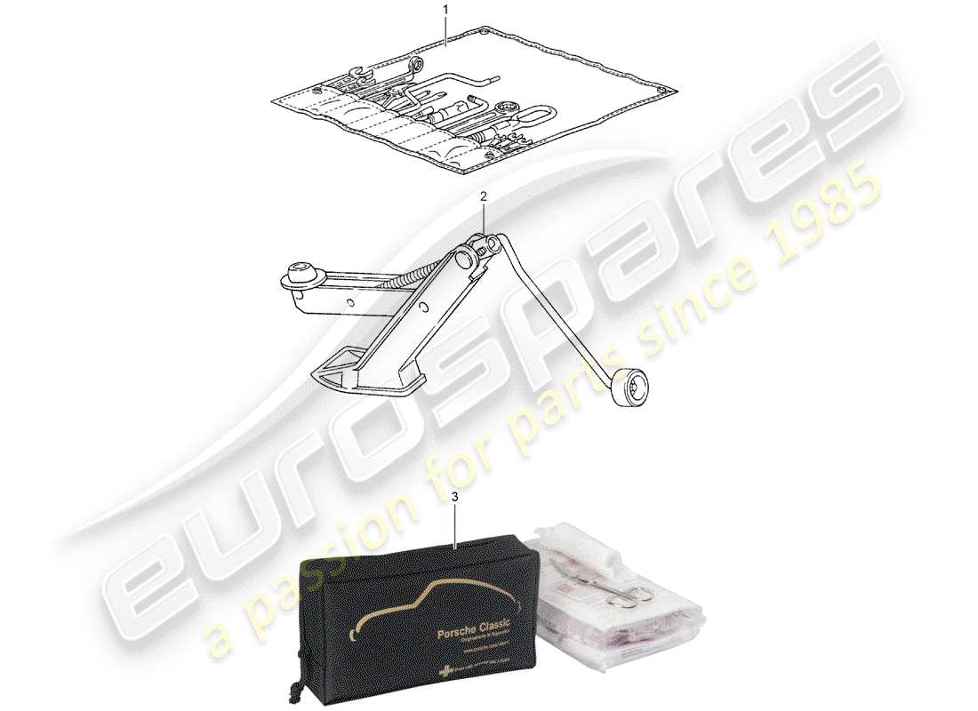 porsche 1998 (993) tool - jack parts diagram