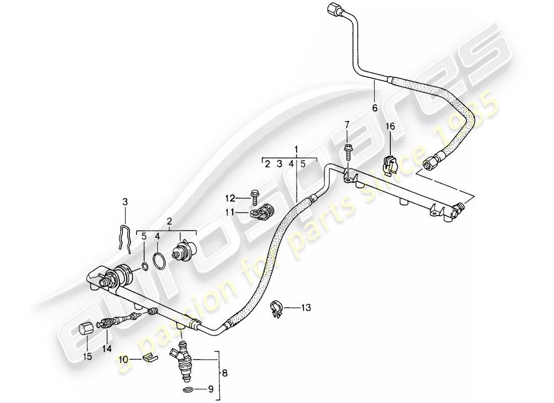 porsche 1998 (993) l-jetronic - lines parts diagram