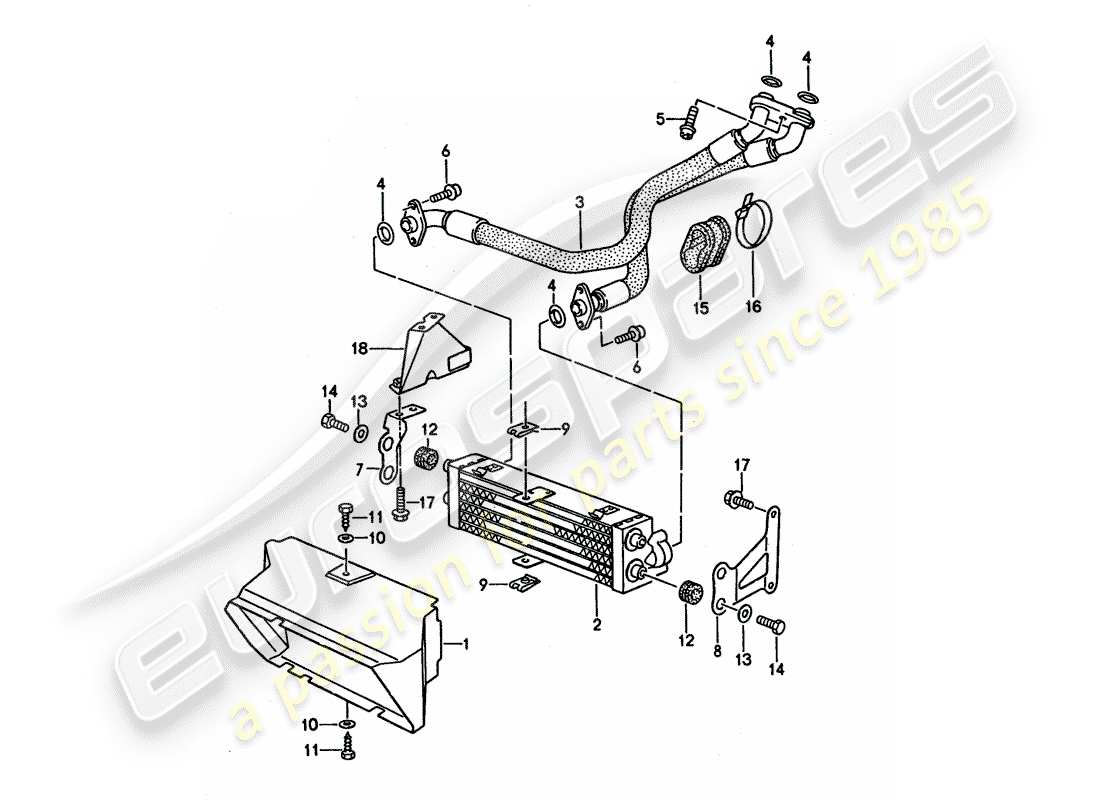 porsche 1994 (968) oil cooling part diagram