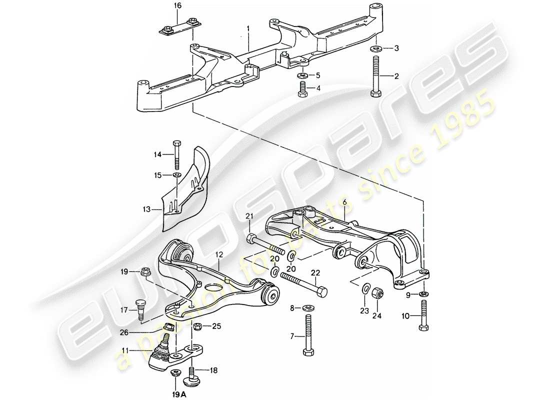 porsche 1998 (993) cross member - track control arm parts diagram