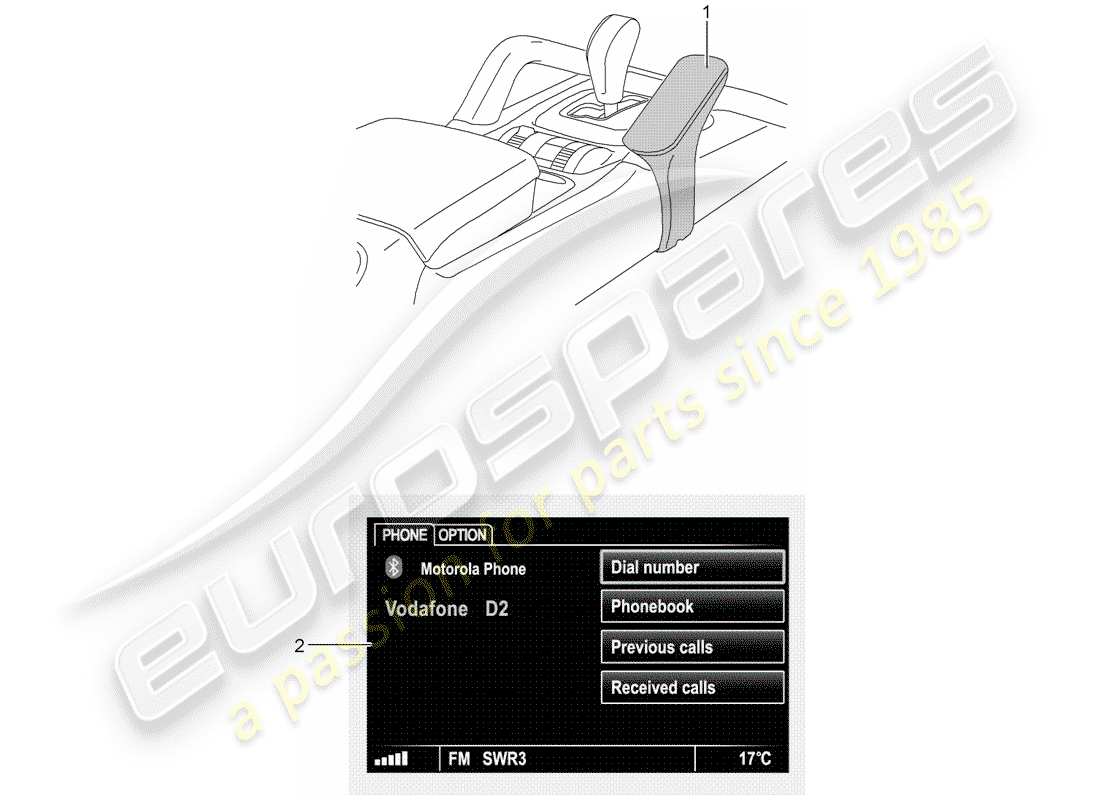 porsche 2013 (tequipment cayenne) mobile phone part diagram