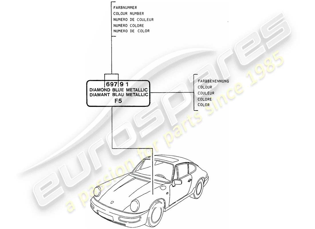 porsche 1990 (964) paint touch-up stick part diagram