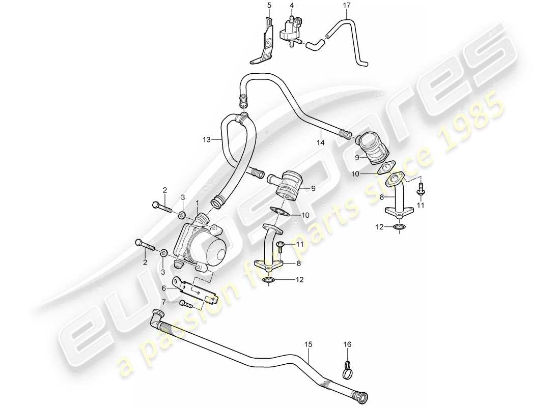 porsche 2008 (997-1 turbo / gt2) air injection part diagram