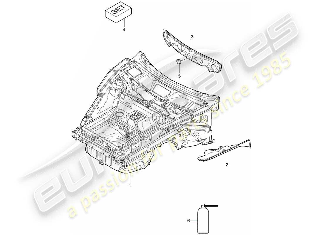 porsche 2008 (997-1 turbo / gt2) front end part diagram