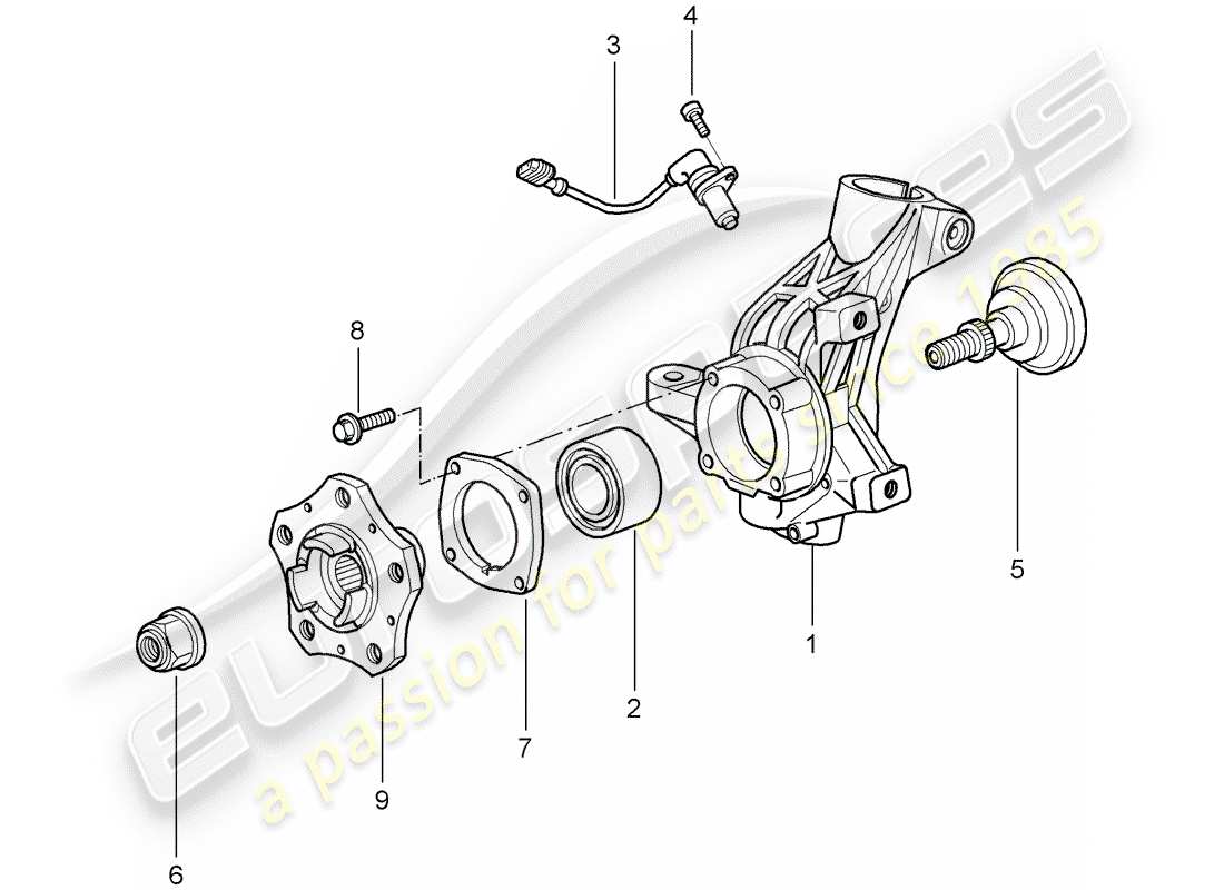 porsche 2006 (987 cayman) wheel carrier part diagram