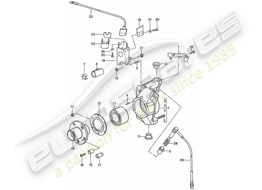 porsche 1987 (959) wheel carrier parts diagram