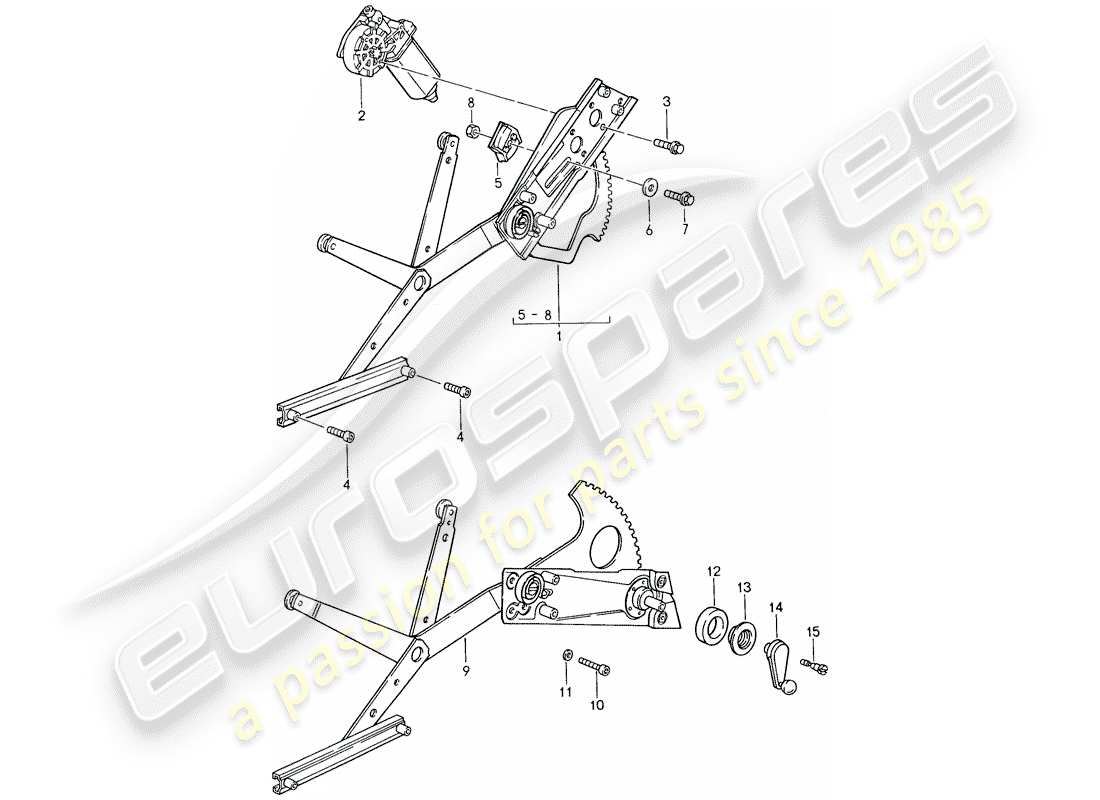 porsche 1987 (959) window regulator parts diagram