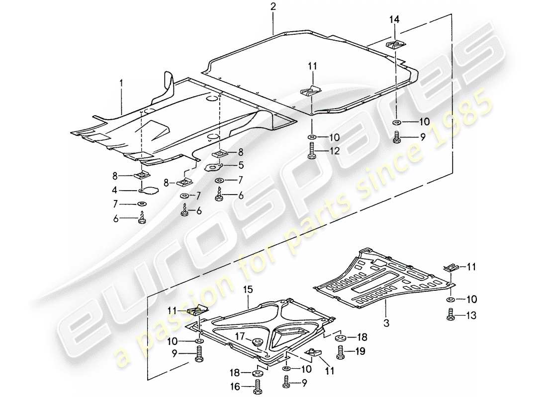 porsche 1987 (959) lining - for - underbody parts diagram