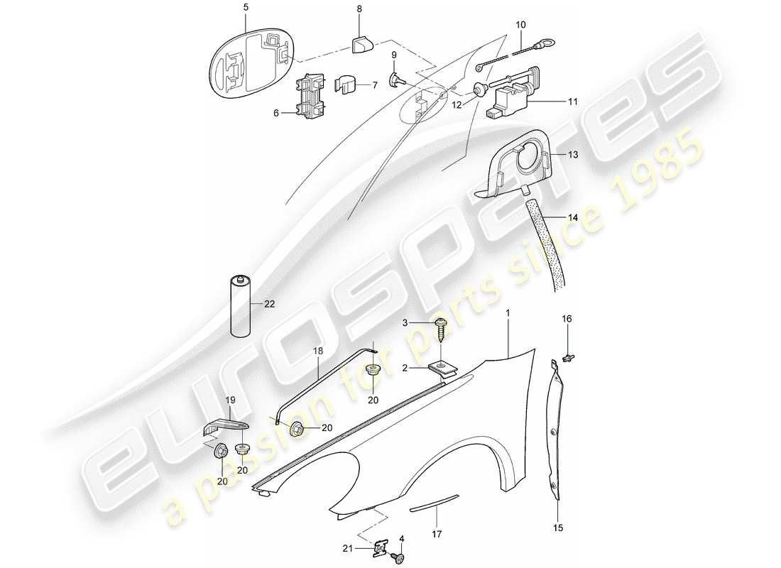 porsche 2006 (987 cayman) fender part diagram