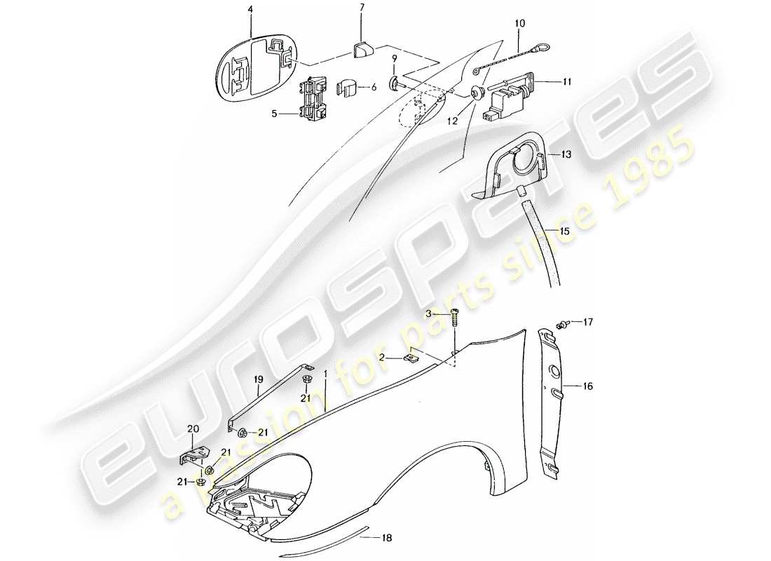 porsche 2002 (996 gt3) fender part diagram
