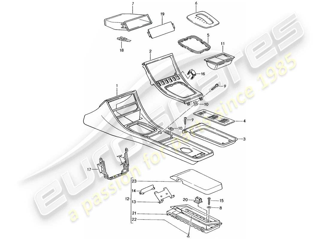 porsche 1988 (944) cassette holder - center console part diagram
