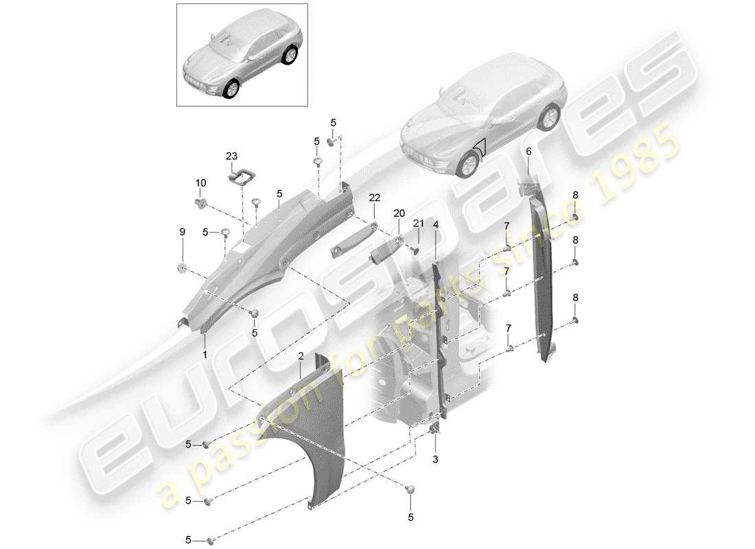 porsche 2016 (macan) fender part diagram