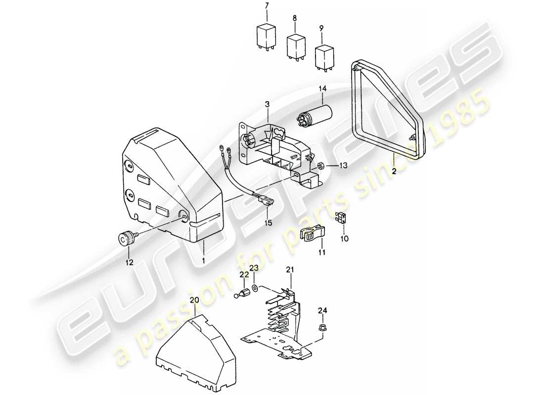 porsche 1998 (993) fuse box/relay plate - engine compartment parts diagram