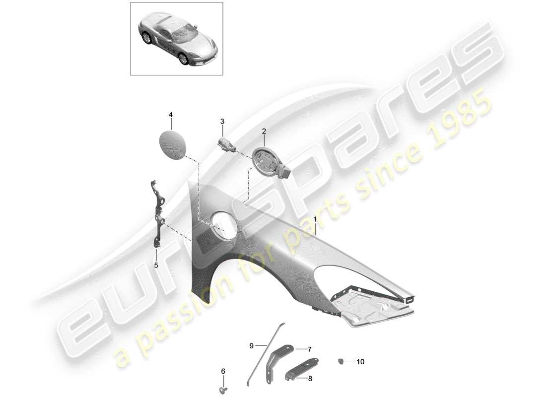 porsche 2019 (718 boxster) fender part diagram
