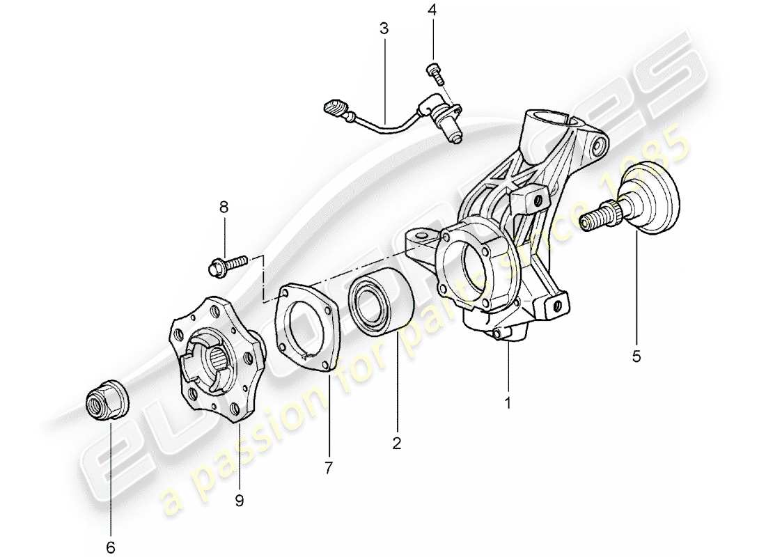 porsche 2008 (987 boxster) wheel carrier part diagram