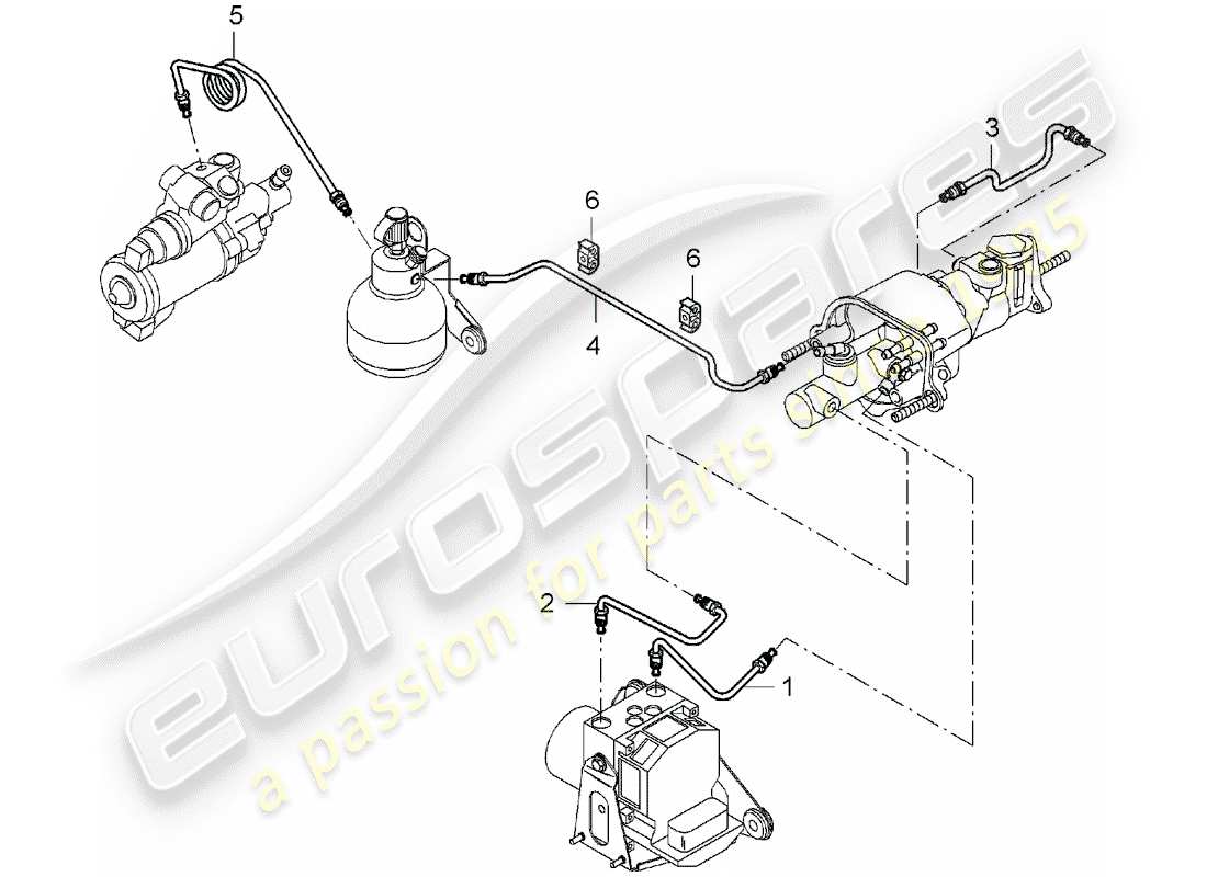 porsche 2005 (carrera gt) brake lines - front end part diagram