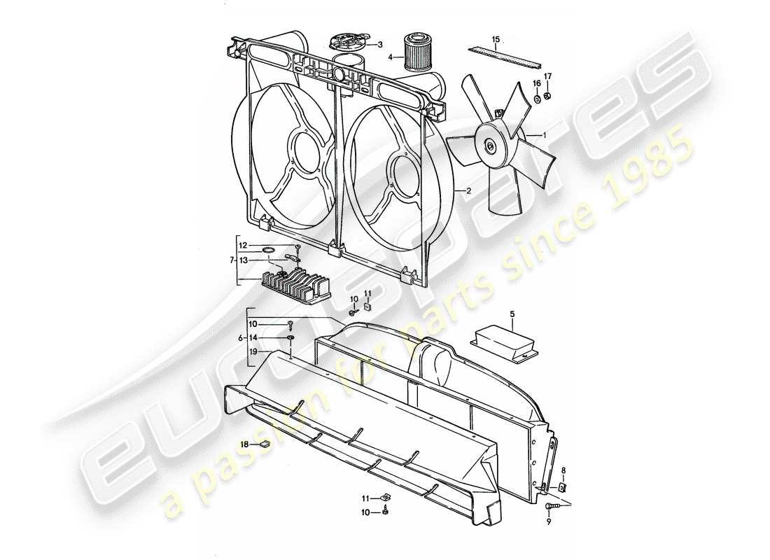 porsche 1992 (928) water cooling 2 part diagram