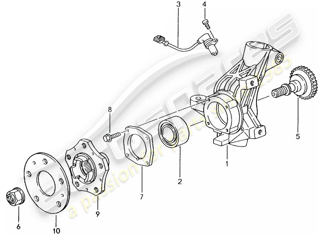 porsche 2003 (996 gt3) wheel carrier - wheel hub part diagram