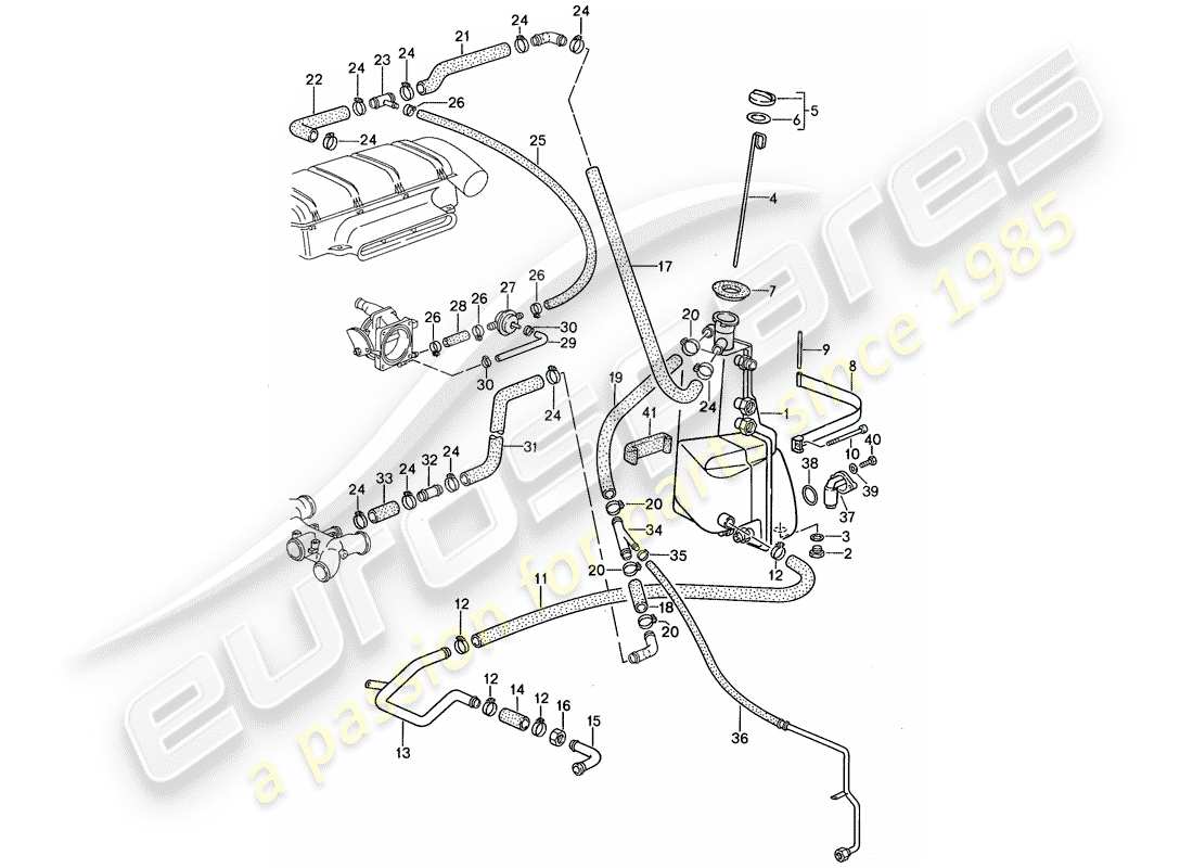 porsche 1988 (959) engine lubrication - oil tank part diagram