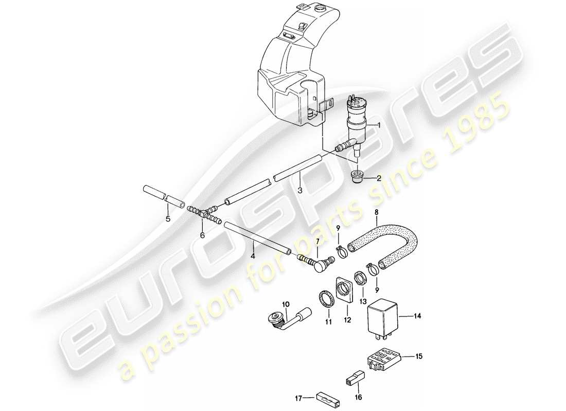 porsche 1984 (944) headlight washer system parts diagram
