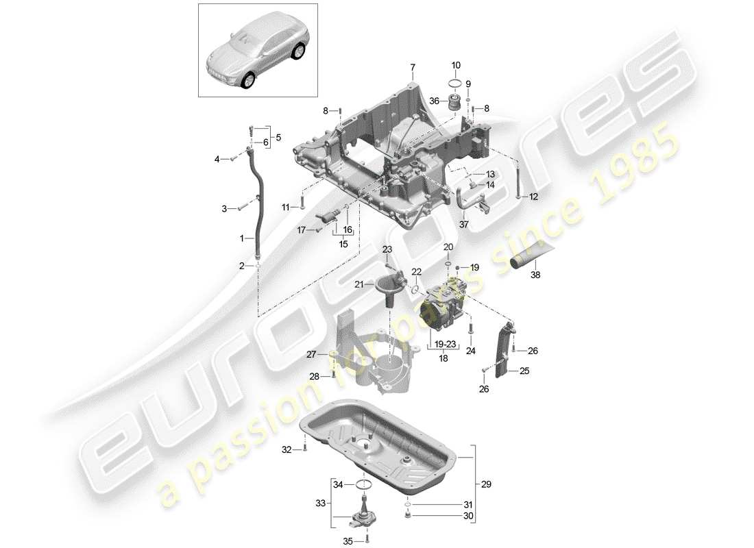 porsche 2017 (macan) oil-conducting housing part diagram