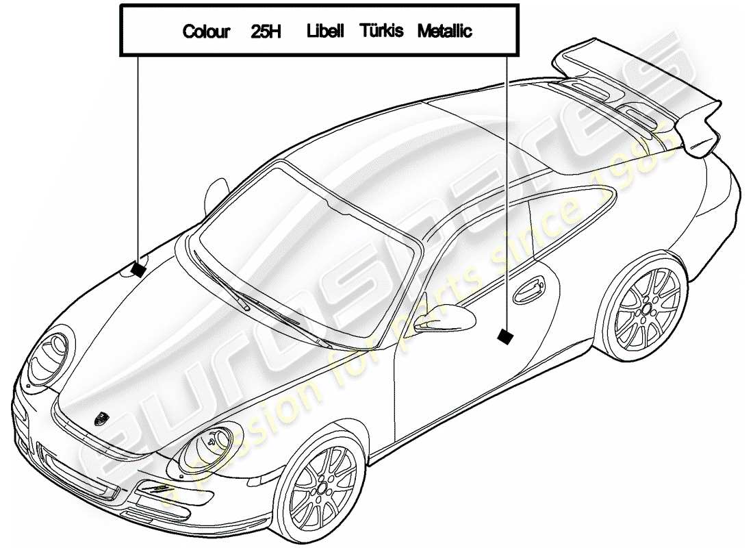 porsche 997 gt3 (2010) paint touch-up stick part diagram