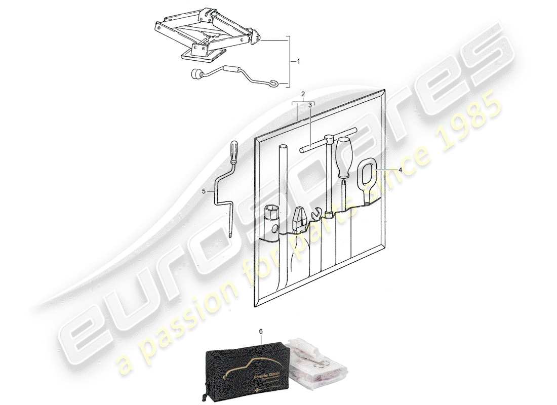 porsche 1988 (944) accessories - tool - first aid kit part diagram