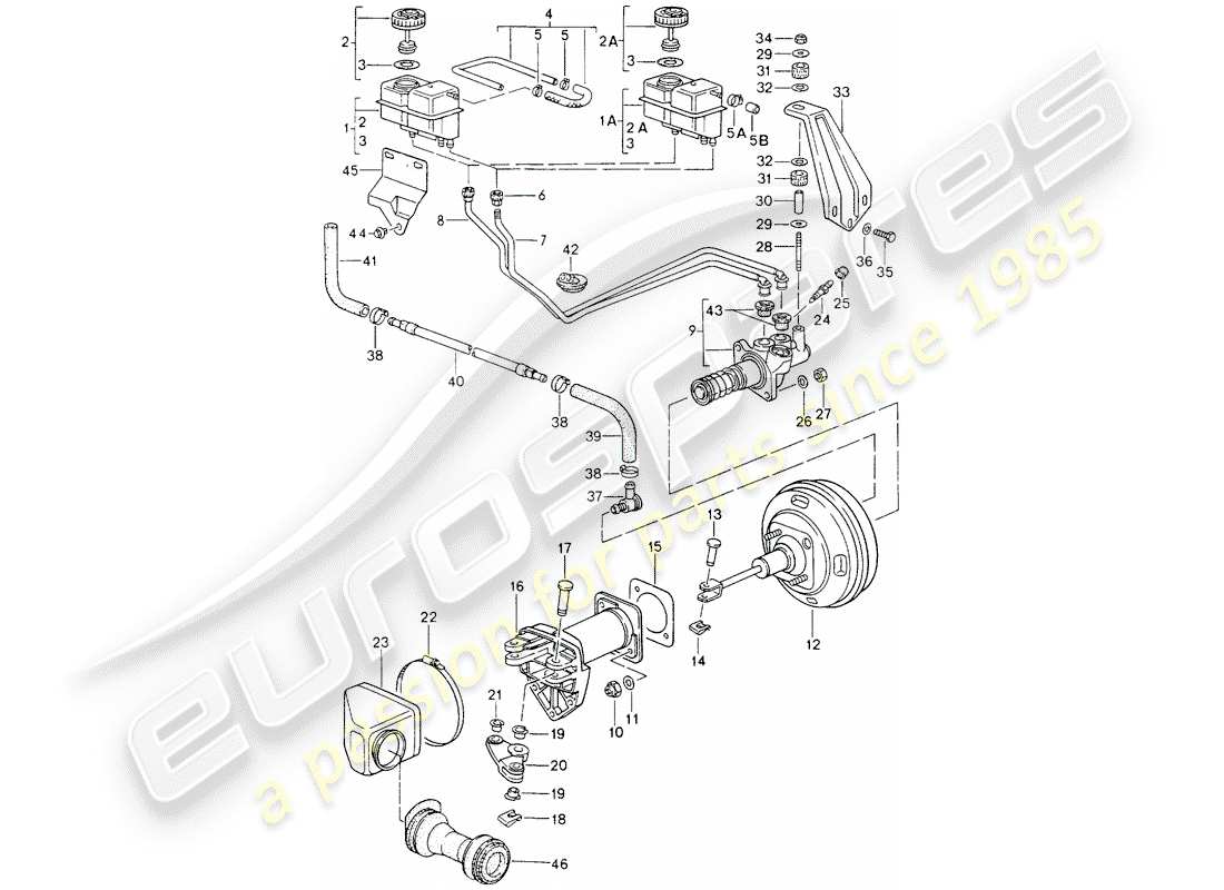 porsche 964 (1994) reservoir for - brake fluid - brake master cylinder part diagram