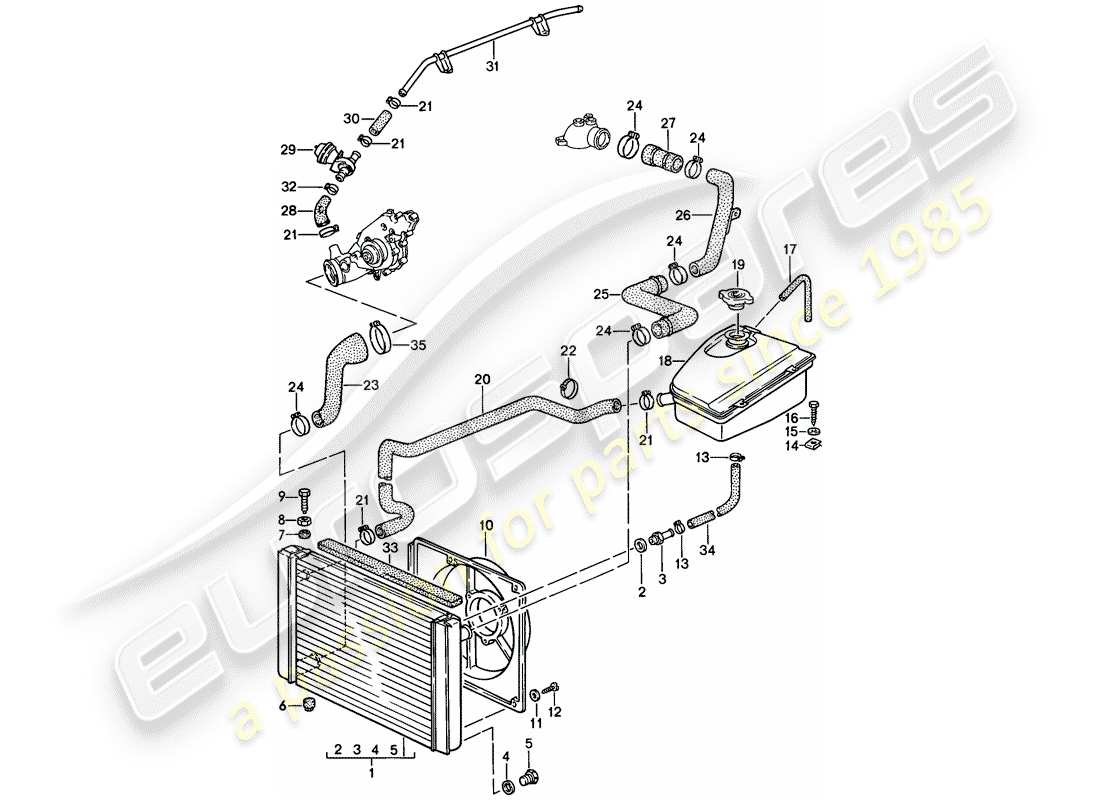 porsche 1988 (944) water cooling part diagram
