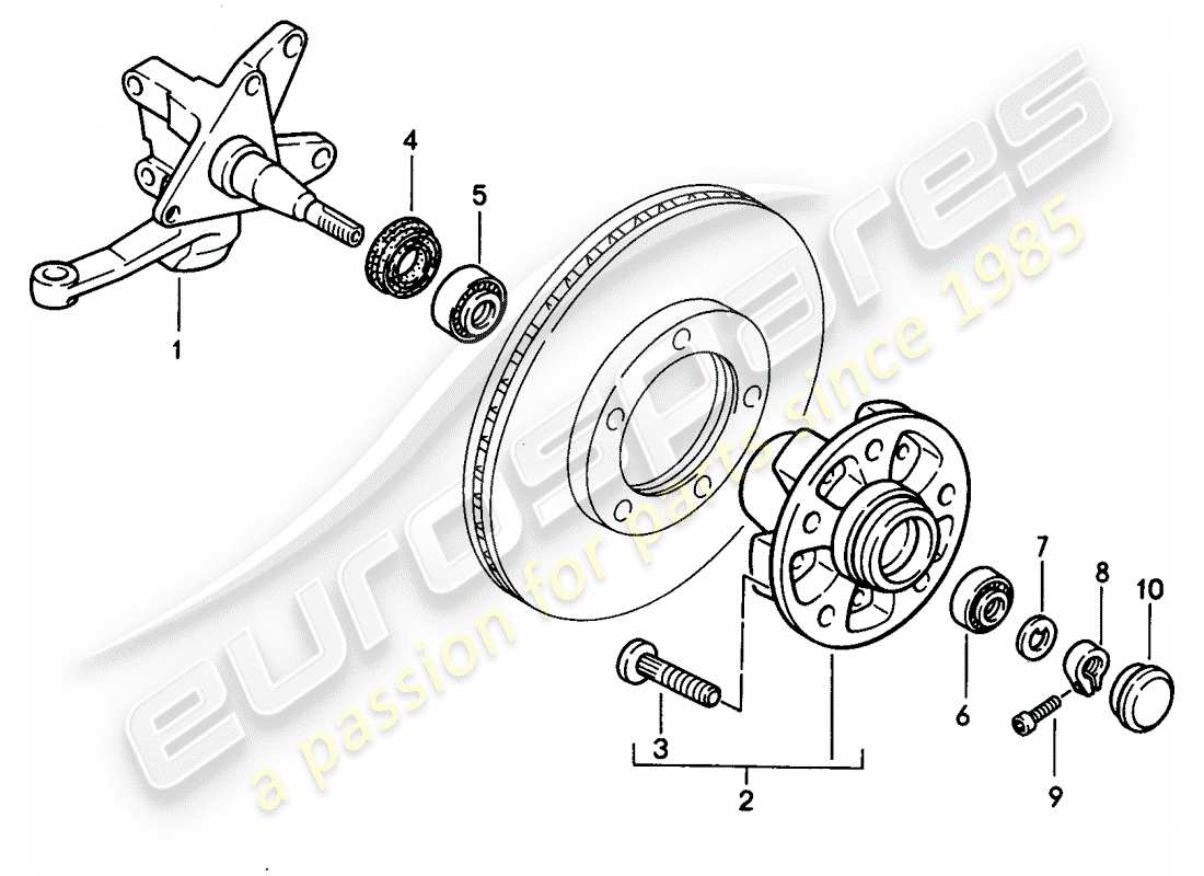 porsche 968 (1992) steering knuckle - lubricants parts diagram