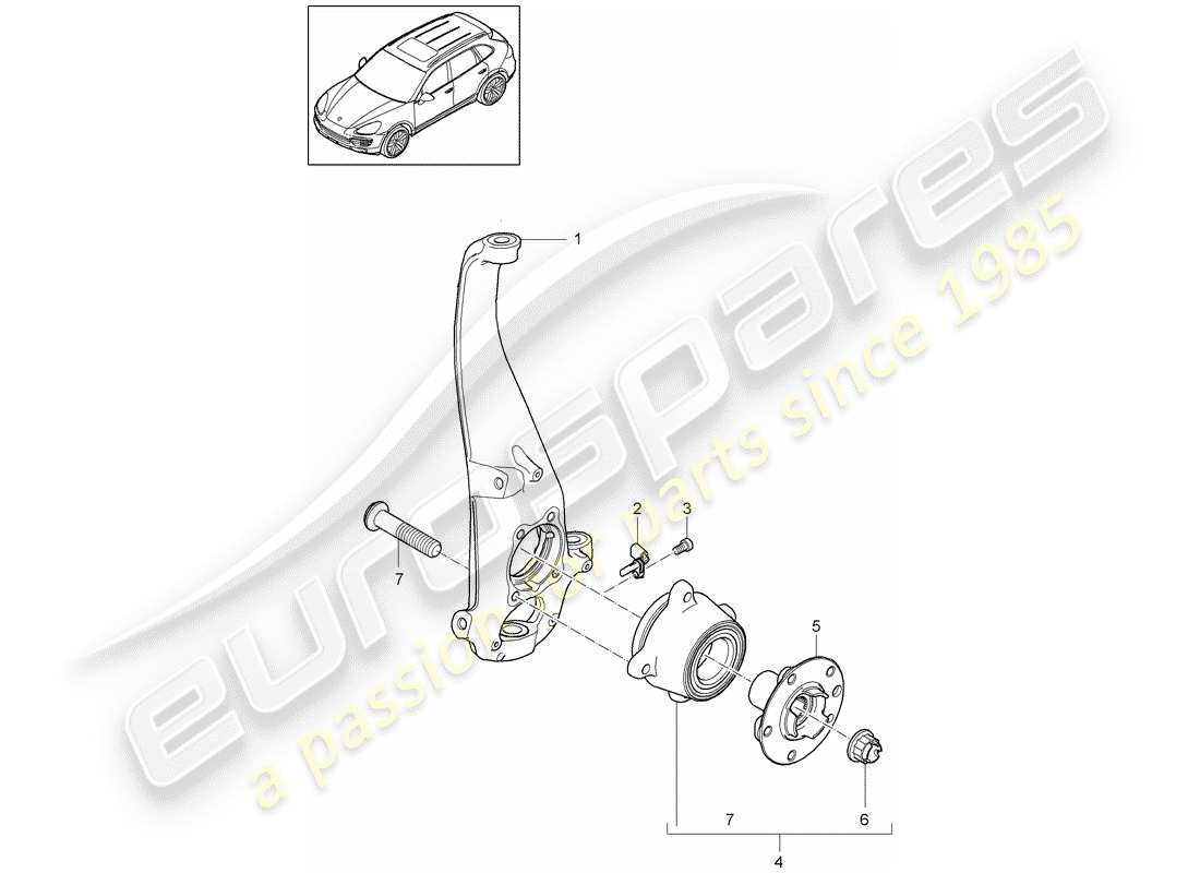 porsche 2015 (cayenne e2 92a) pivot bearing part diagram