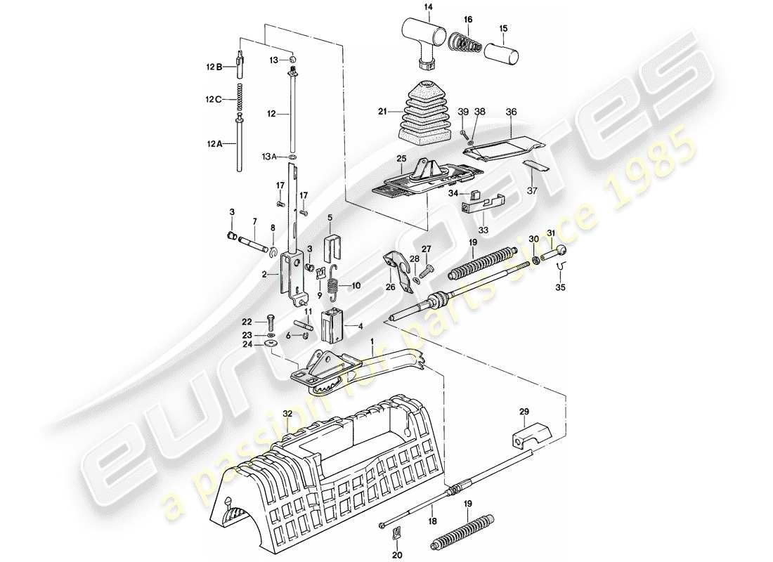 porsche 1985 (928) shift mechanism - for vehicles with - automatic transmission part diagram