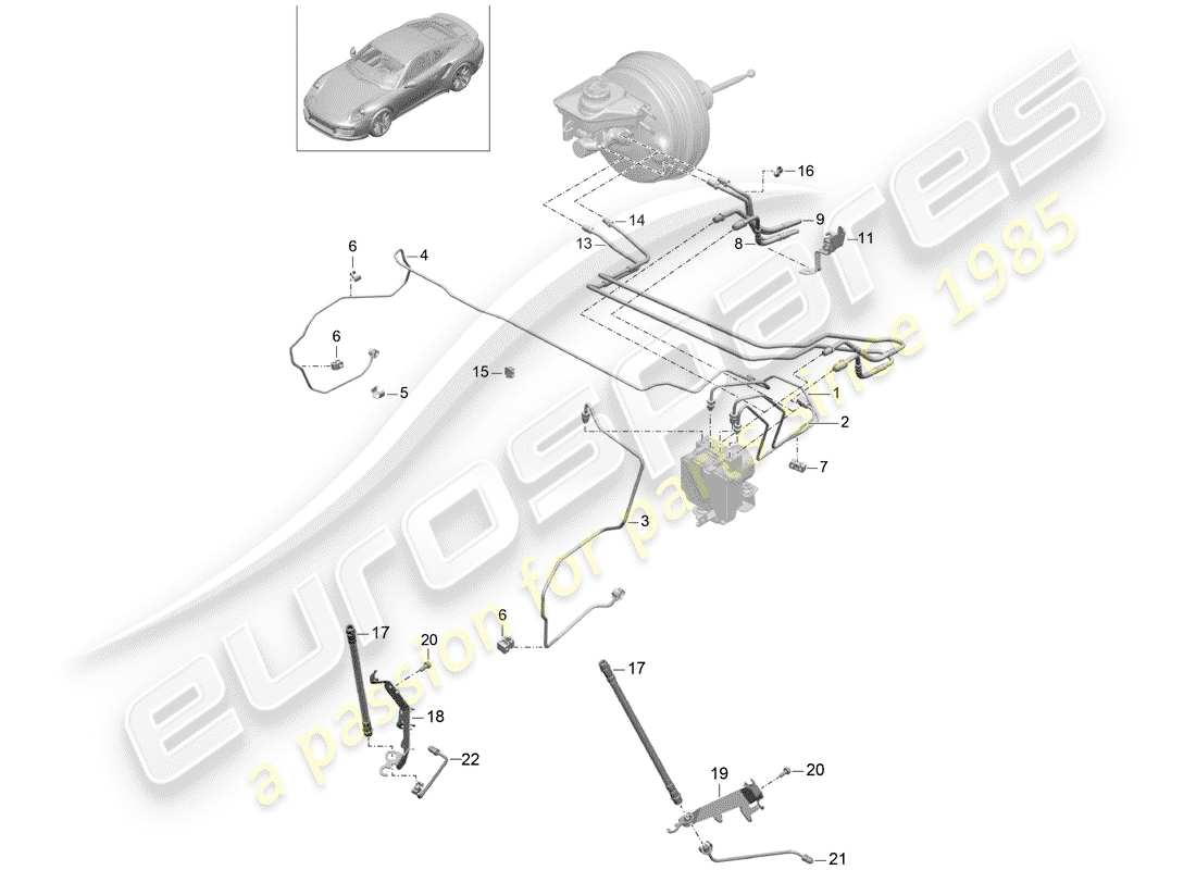 porsche 2014 (991-1 turbo) brake line part diagram