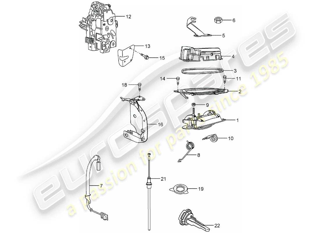 porsche 2005 (carrera gt) door handle - door latch part diagram