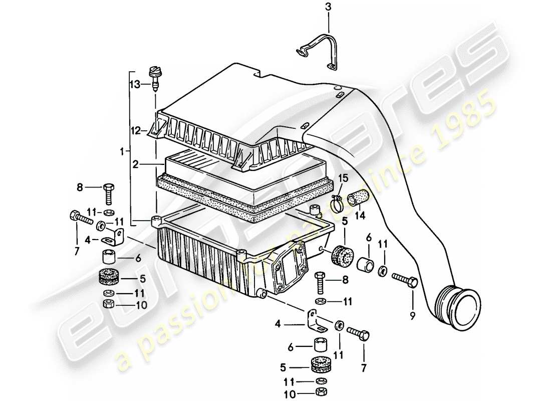 porsche 1988 (944) air cleaner system parts diagram