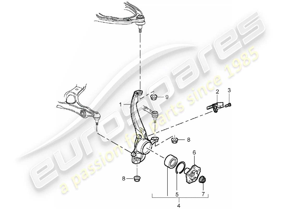 porsche 2005 (cayenne e1 9pa) pivot bearing part diagram