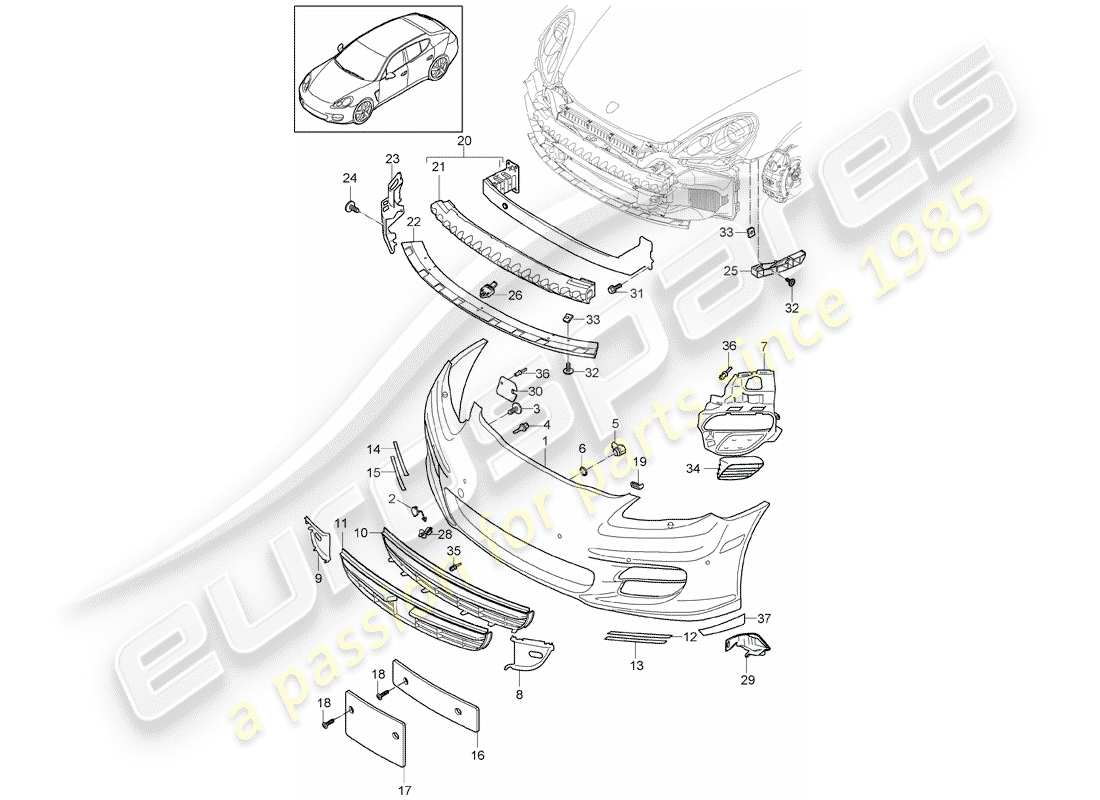 porsche 2012 (panamera 970) bumper part diagram